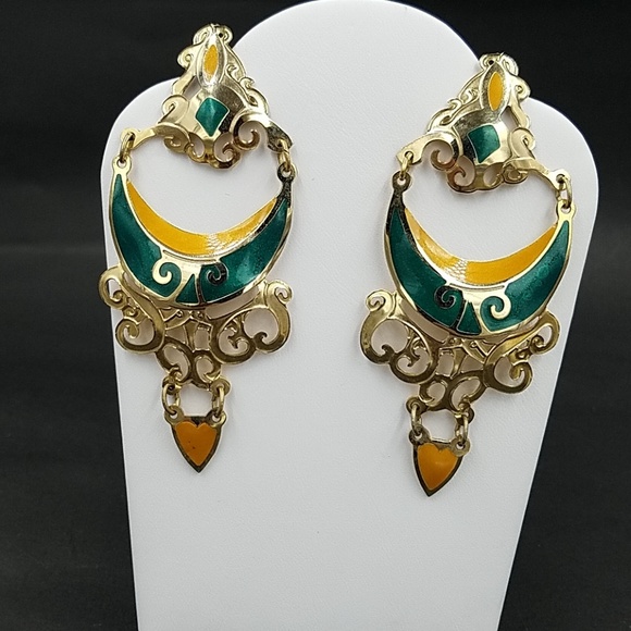 Vintage Jewelry - Vintage Edgar Berebi Dangling Enamel Earrings
